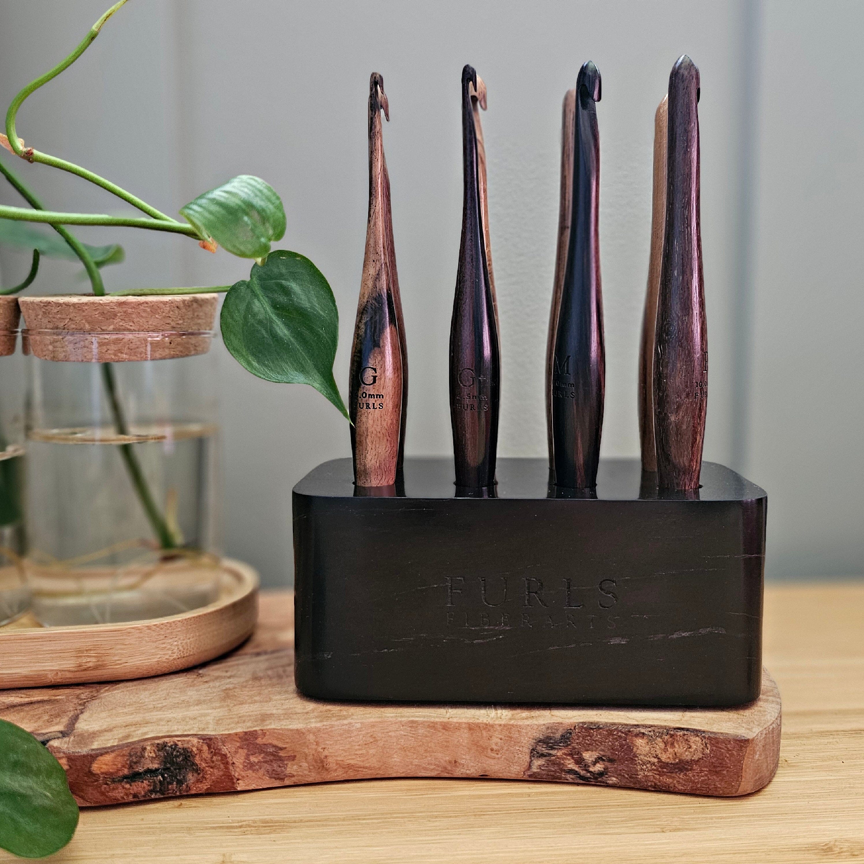 Limited Edition Eight Hook Standing Display in Ebony Hook Stand FurlsCrochet