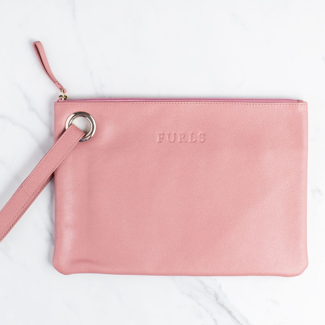 Blair Leather Hook Clutch Leather Accessories FurlsCrochet Pink