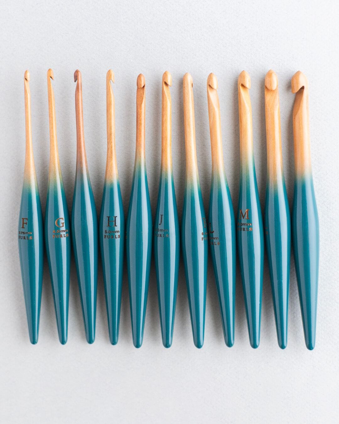 Limited Edition Teal Streamline Wood Ombre Crochet Hooks FurlsCrochet
