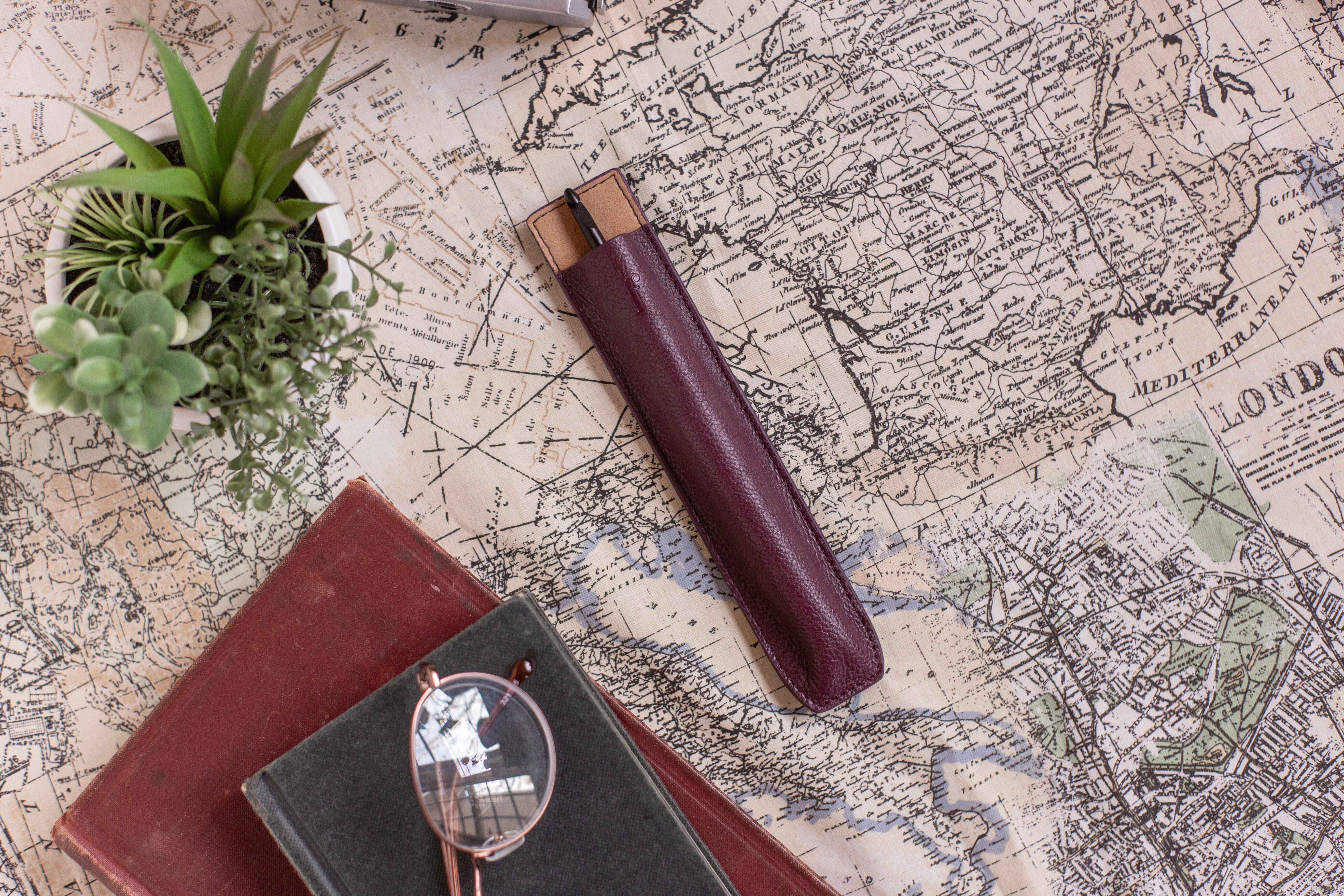 Companion Crochet Hook Sleeve in Leather Leather Accessories FurlsCrochet Plum 